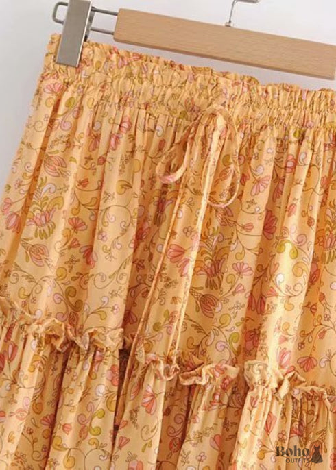 Boho Skirts in Mini Skirt, Orange Nelia For Women